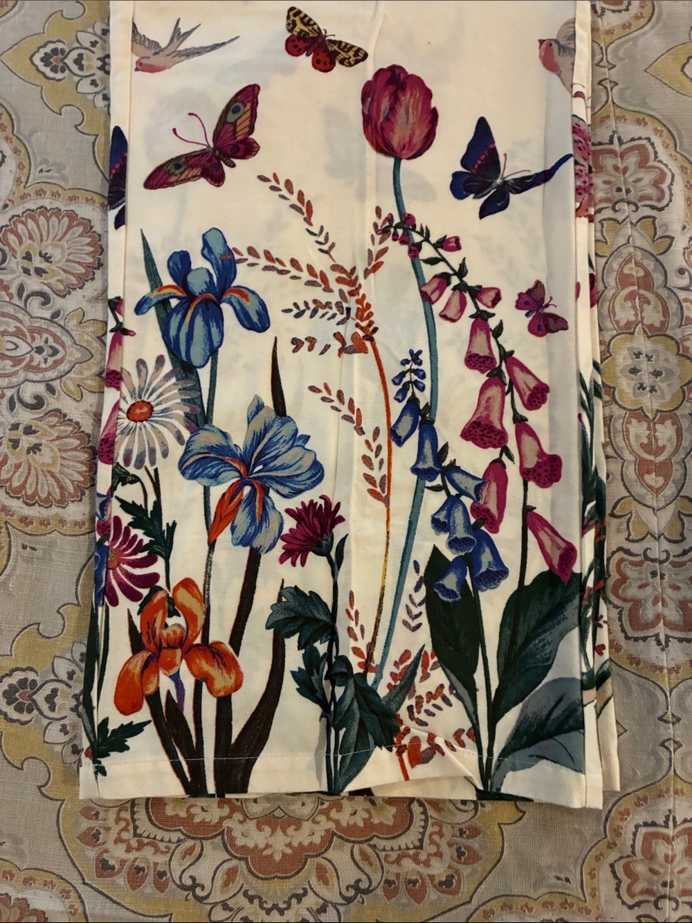 Anthropologie Floral & Butterfly Print Women’s wide pant - Cream - Picture 2 of 4